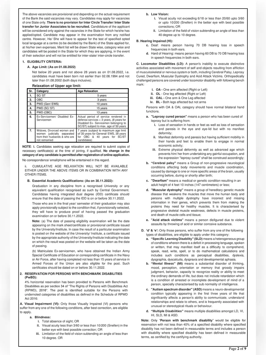 2nd Page of SBI Clerk Notification 2022 PDF
