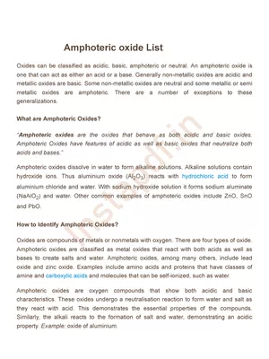 Amphoteric Oxides List