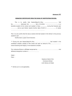 Bonafide Certificate Form PDF