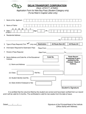 Bus Pass Form