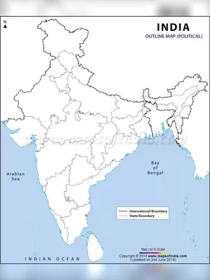 Physical Map of India Blank Printable