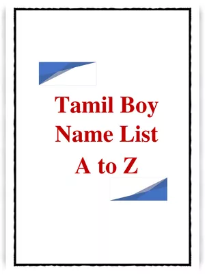 Tamil Boy Name List A to Z