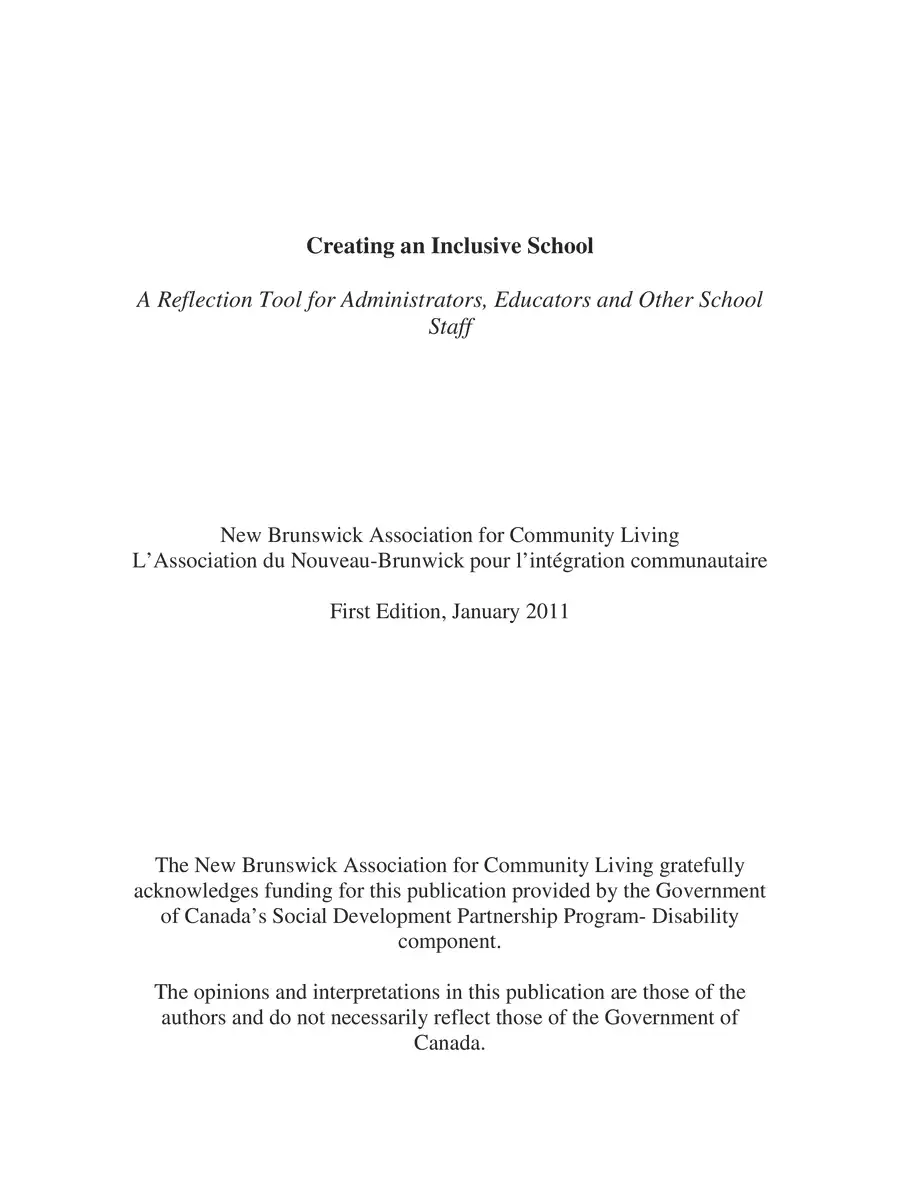 2nd Page of Creating an Inclusive School Book PDF