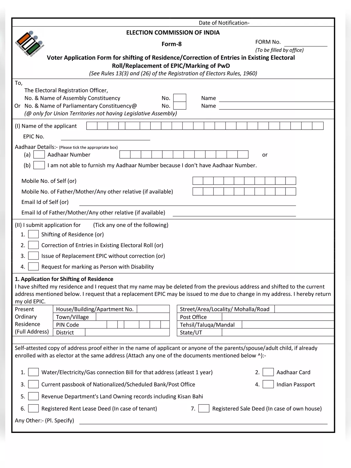 Form 8 Voter ID