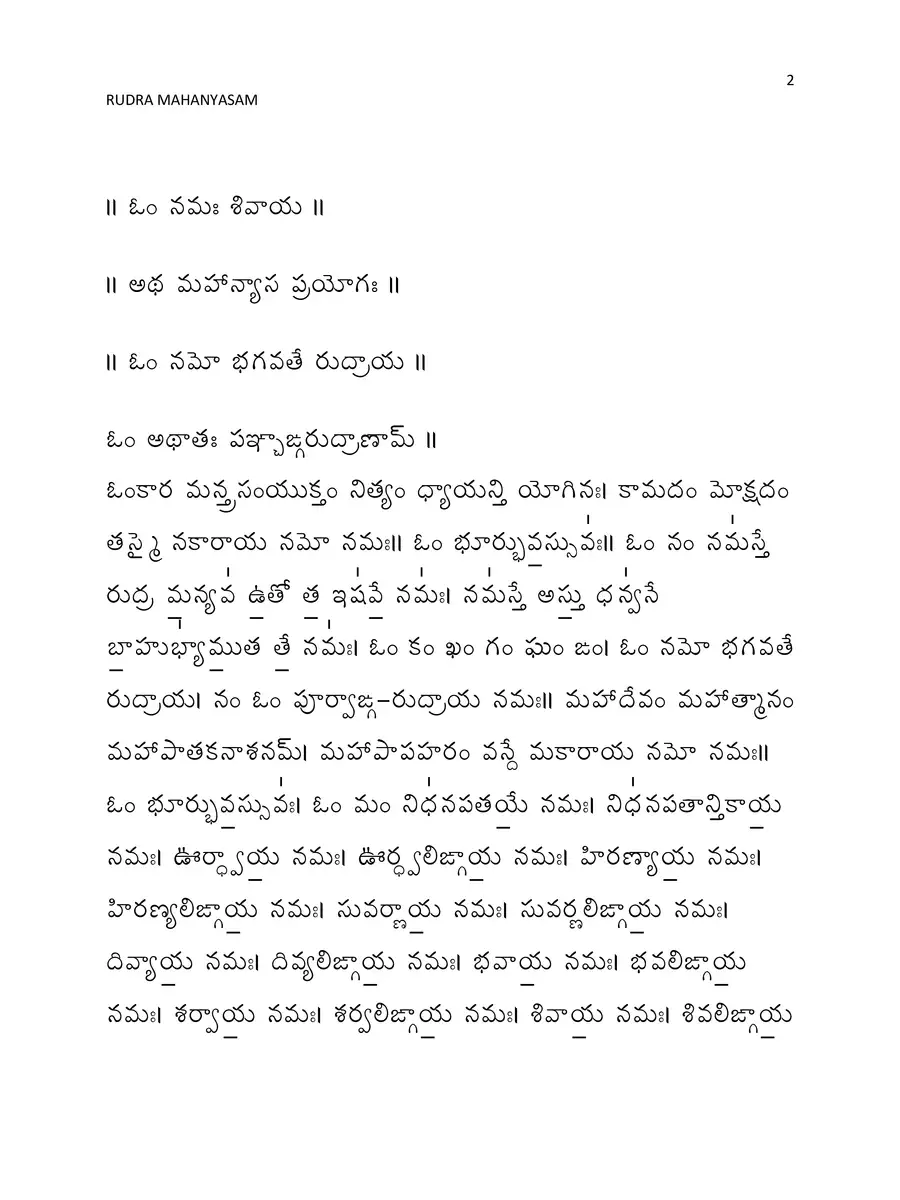 2nd Page of Mahanyasam Telugu PDF
