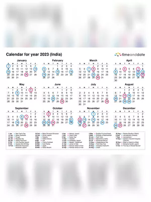 2023 Calendar with Indian Holidays PDF