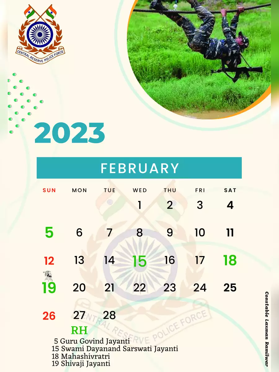 2nd Page of CRPF Calendar 2023 PDF