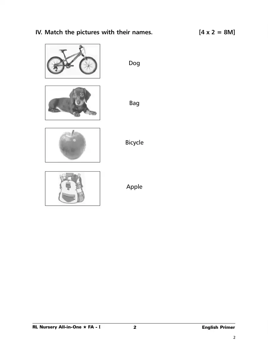 2nd Page of Nursery Exam Paper PDF