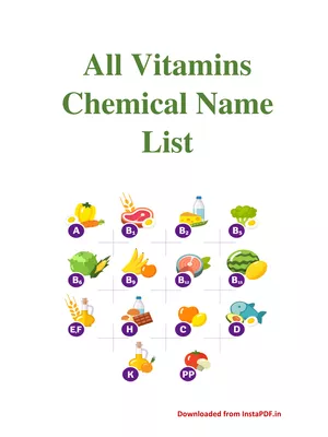 List of All Vitamins Chemical Name PDF