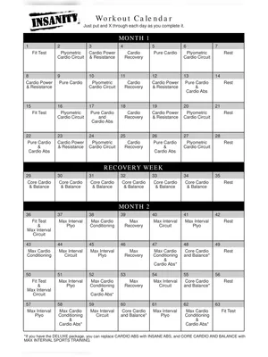 Insanity Workout Calendar PDF