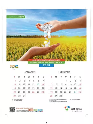 JK Bank Calendar 2023 PDF
