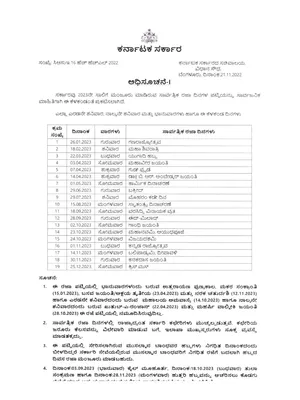 Karnataka State Government Holiday List 2023 PDF
