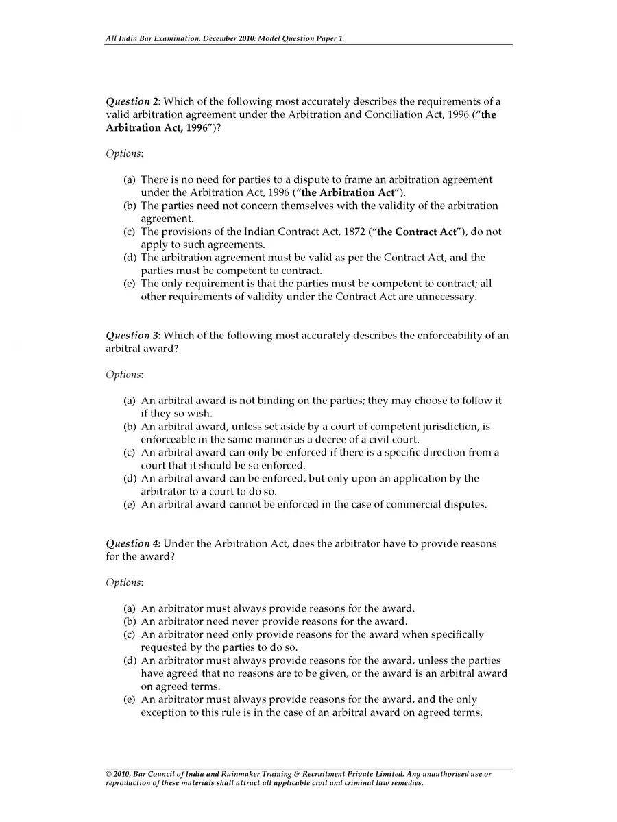 2nd Page of AIBE Exam Question Paper PDF
