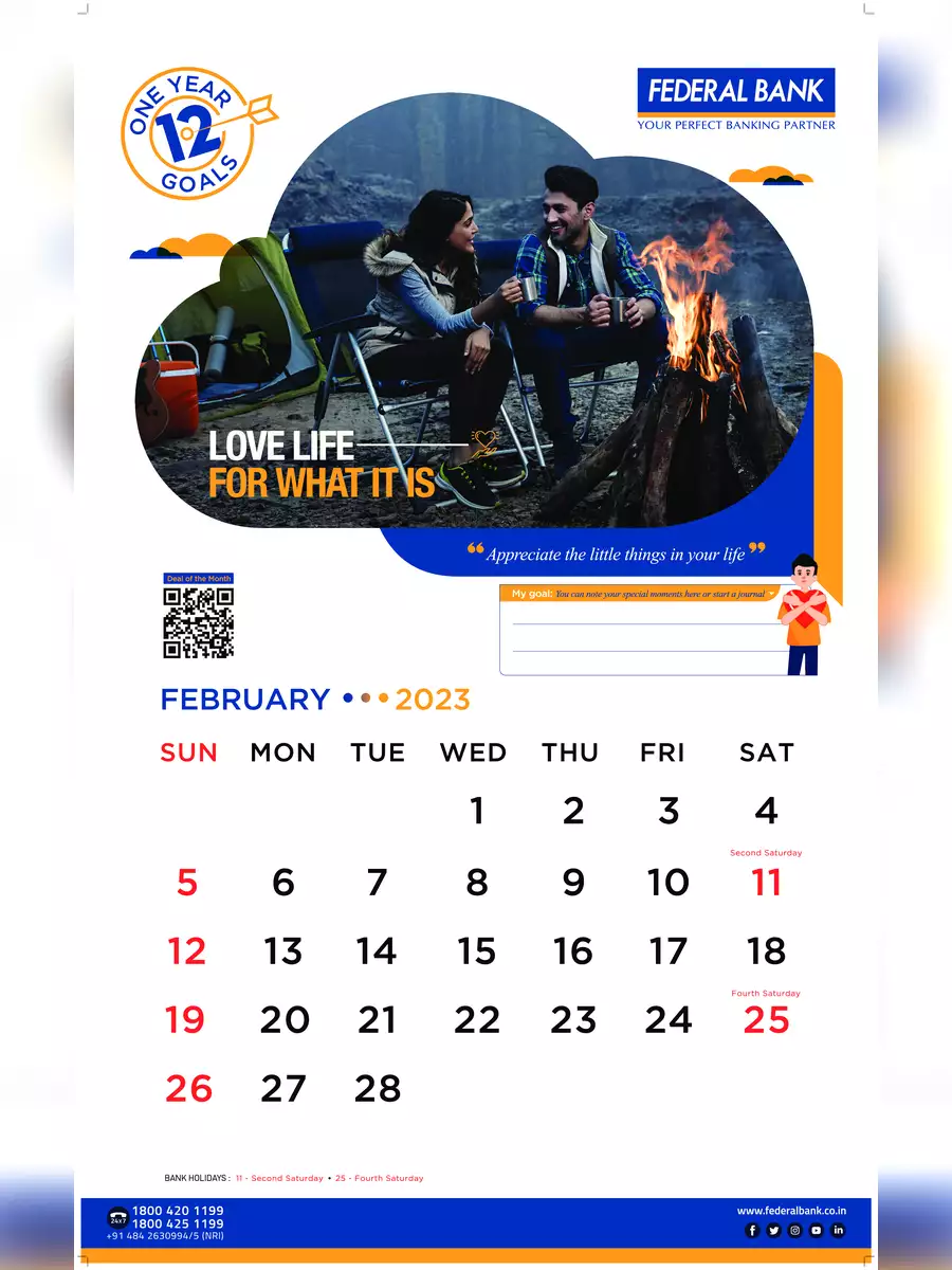 2nd Page of Federal Bank Calendar 2023 PDF
