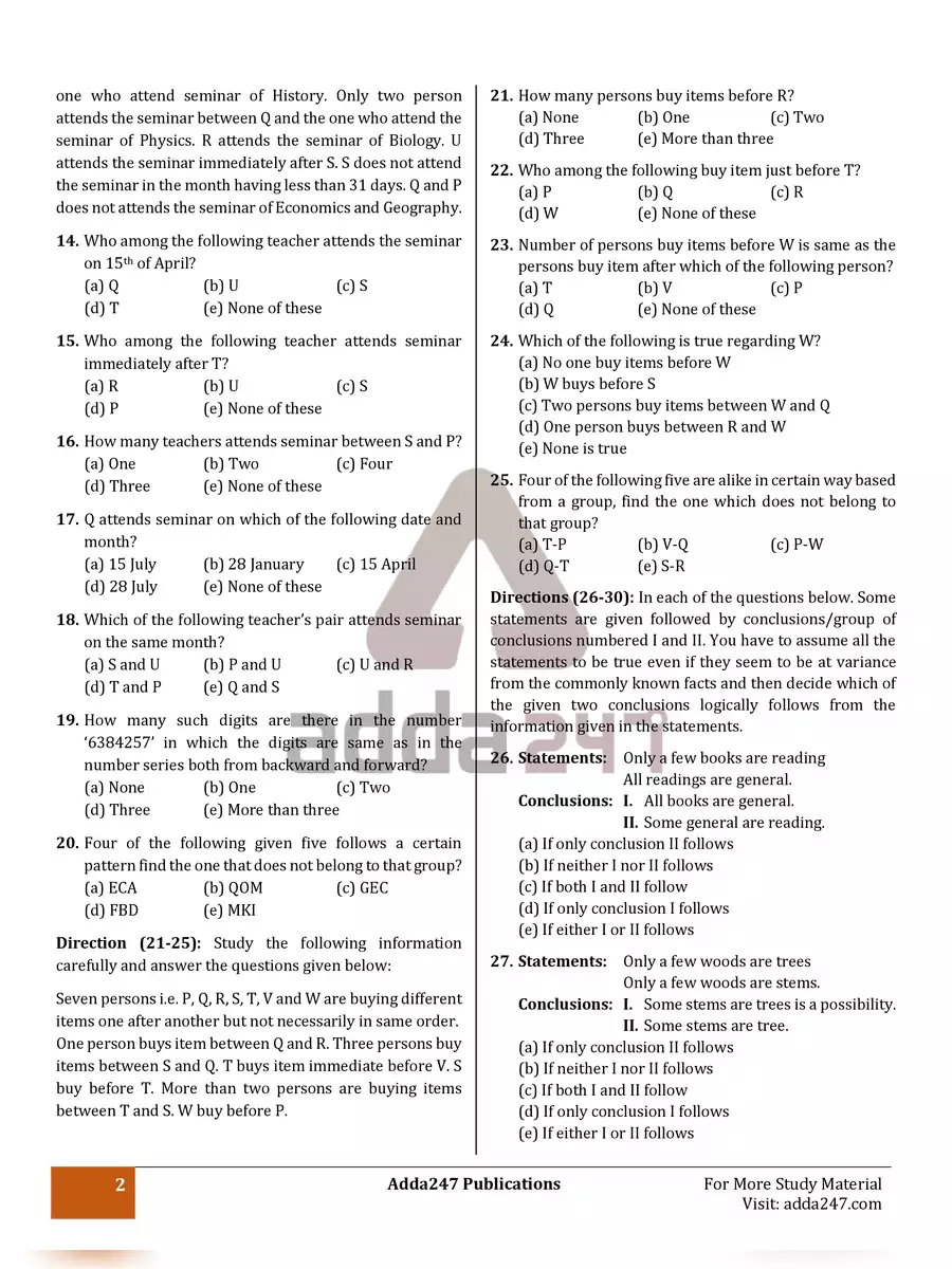 2nd Page of LIC AAO Exam Papers PDF