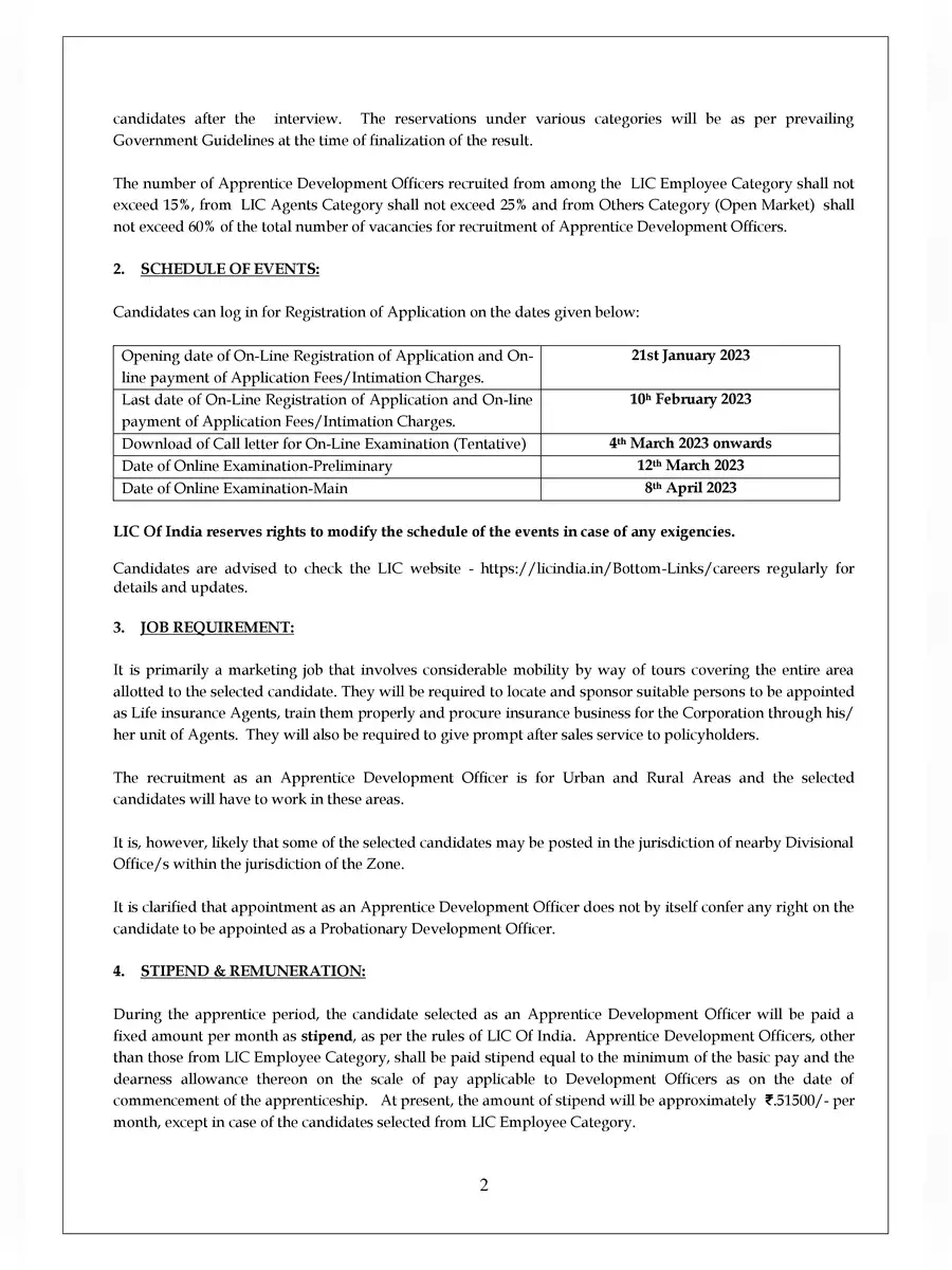 2nd Page of LIC ADO Notification 2023 PDF