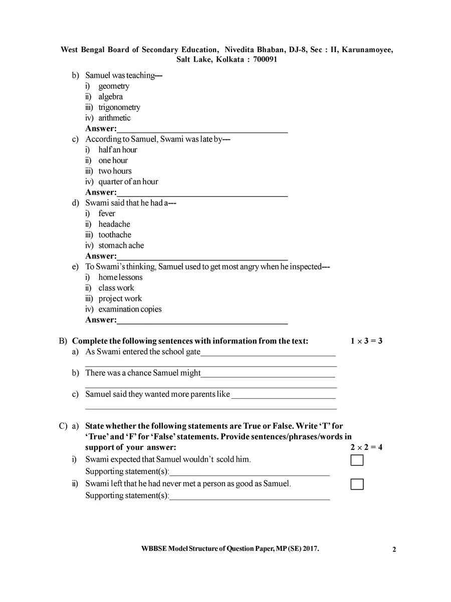 2nd Page of মাধ্যমিক ইংরেজি প্রশ্নপত্র (Madhyamik Question Paper 2023-2024) PDF