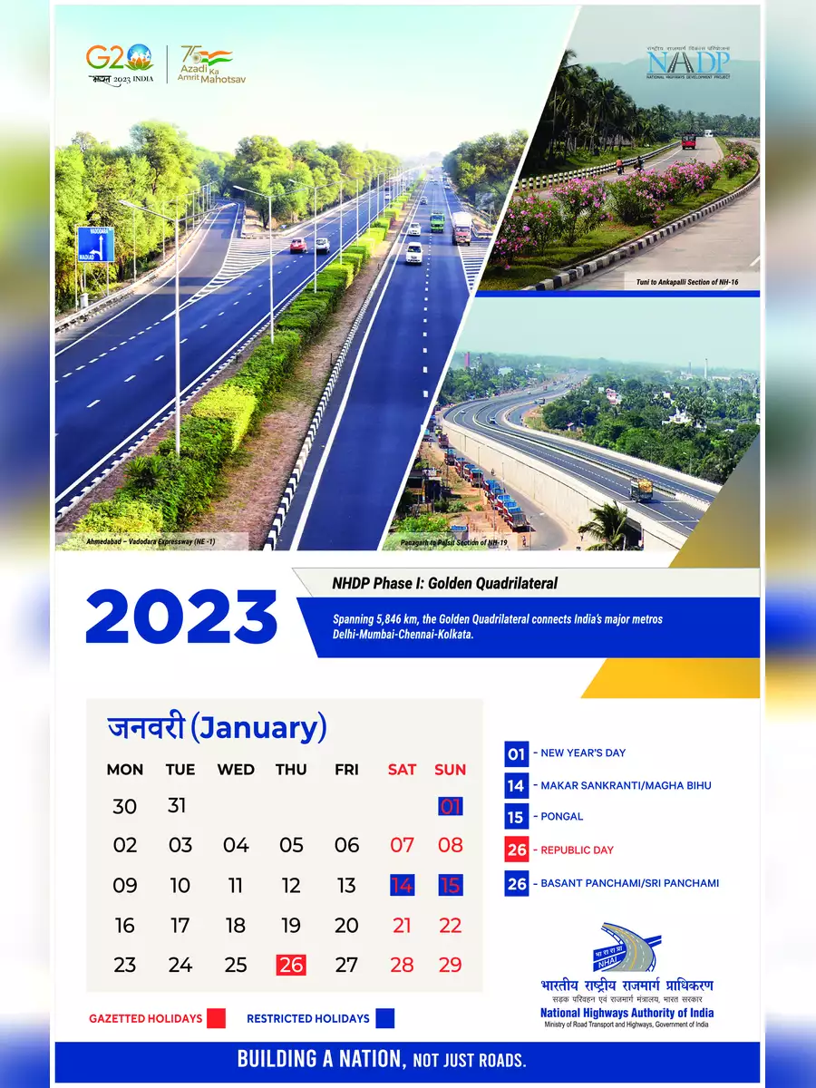 2nd Page of NHAI Calendar 2023 PDF