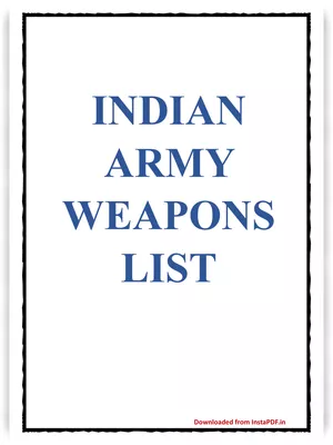 Indian Army Weapons List