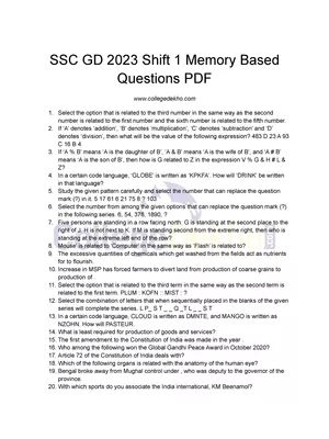 SSC GD Question Paper 2023