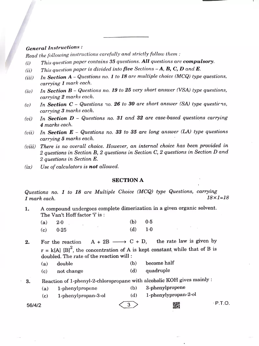 2nd Page of Class 12 Chemistry Question Paper 2023 PDF