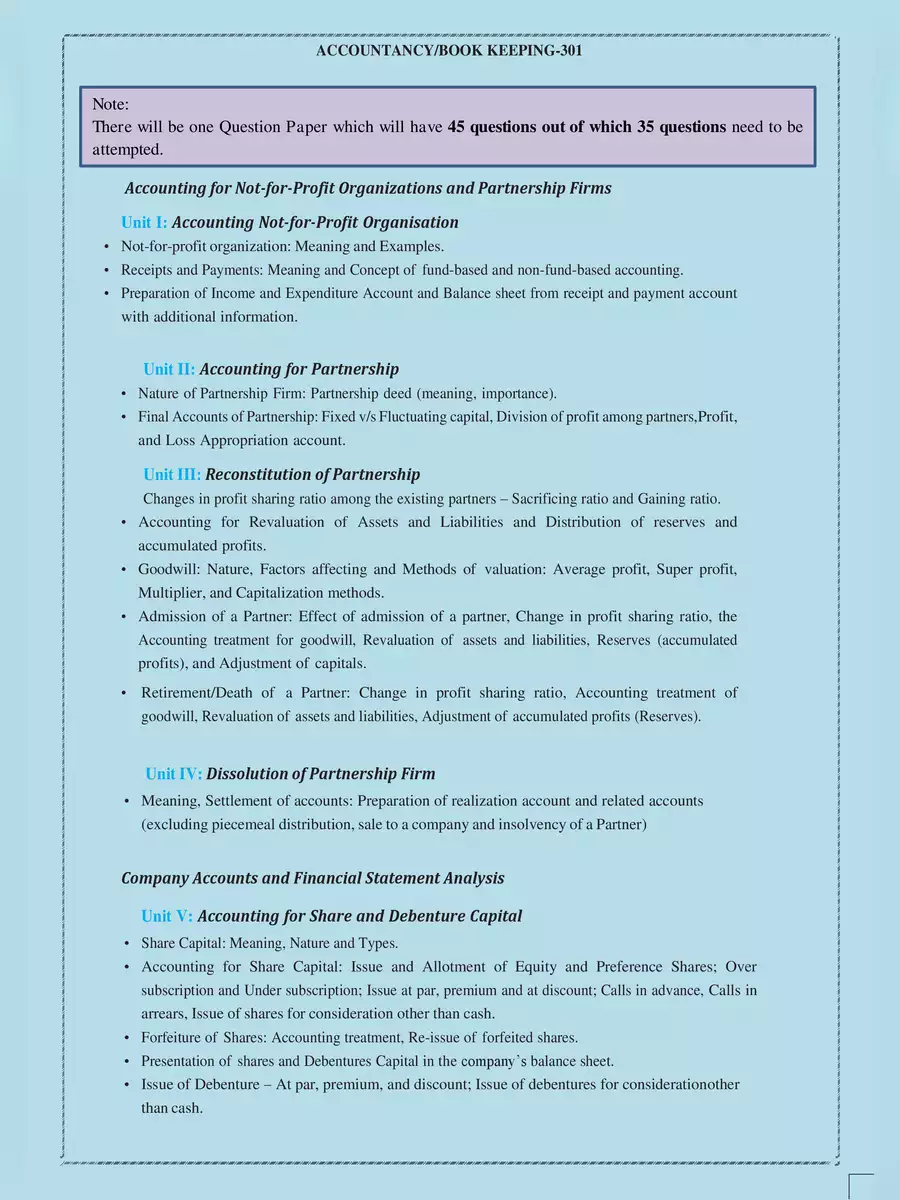 2nd Page of CUET 2024 Syllabus PDF