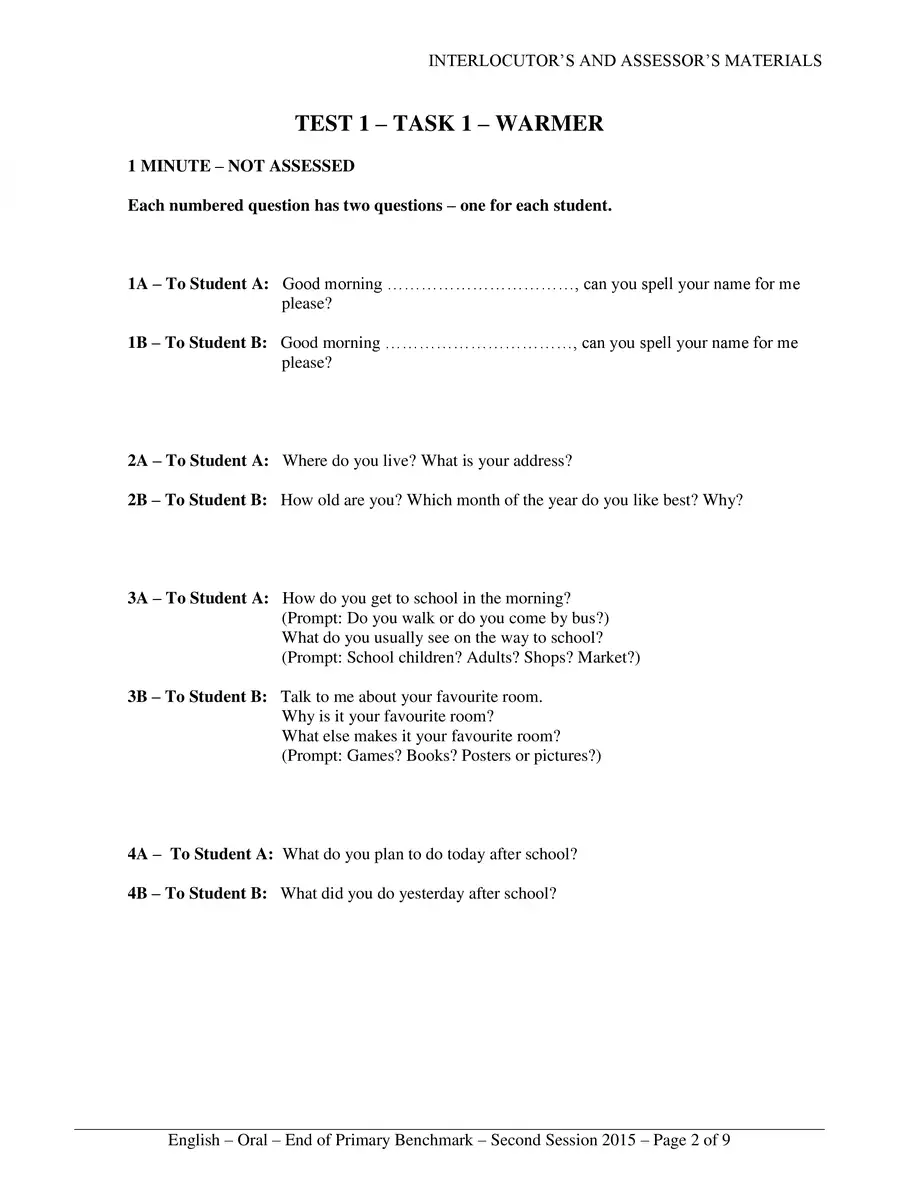2nd Page of English Oral Exam Questions PDF