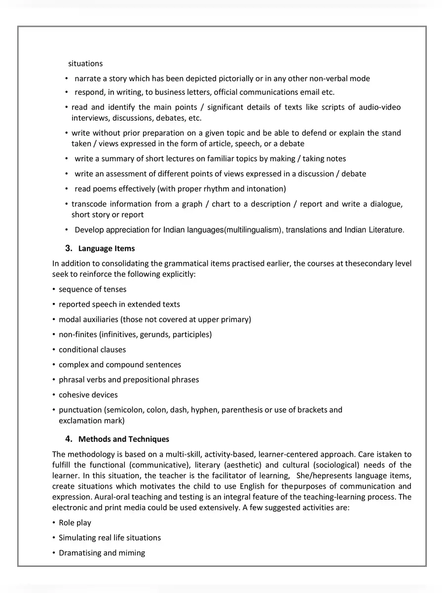 2nd Page of English Syllabus Class 10 CBSE 2022-23 PDF
