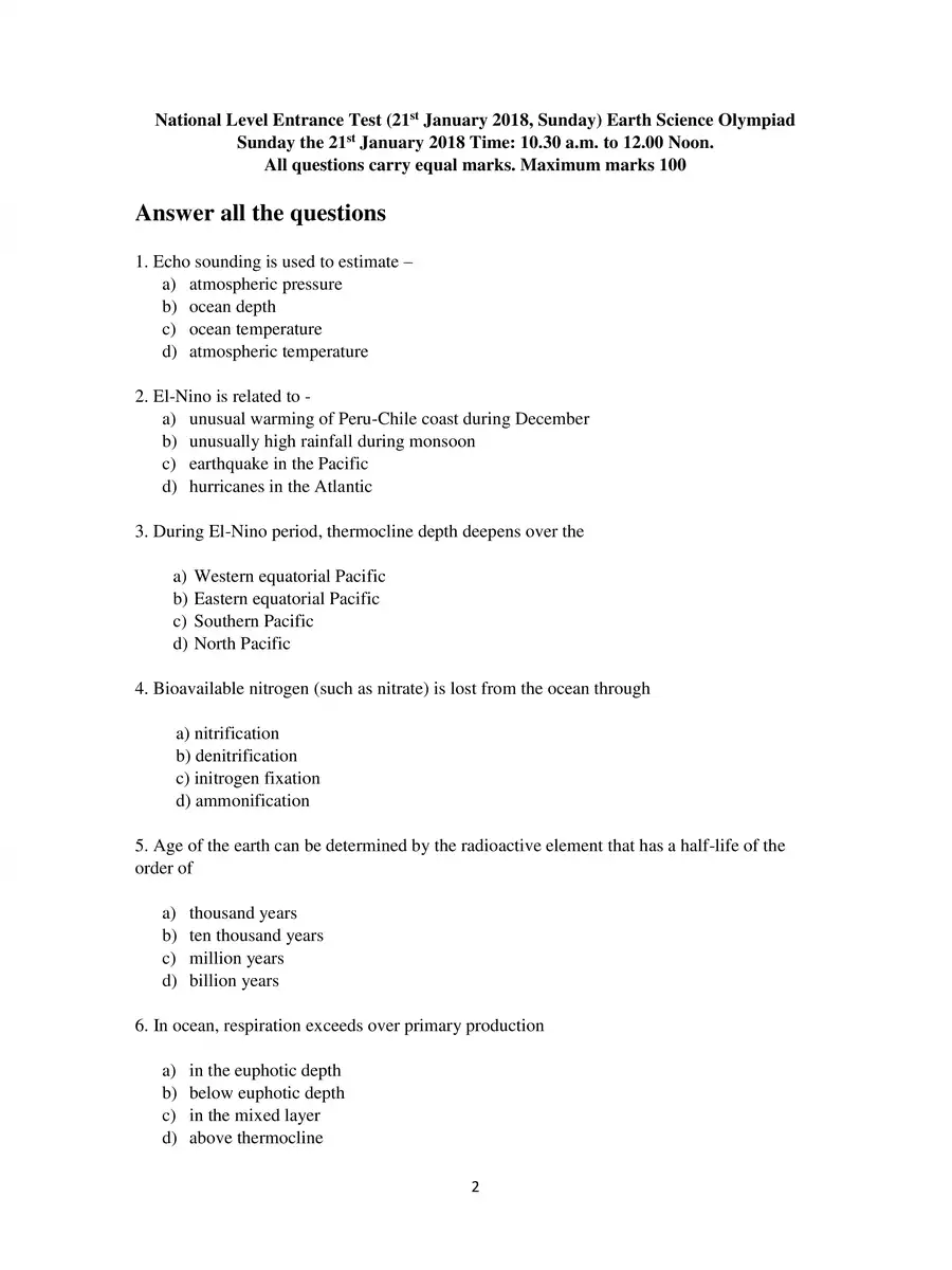 2nd Page of Entrance Exam Question with Answers PDF