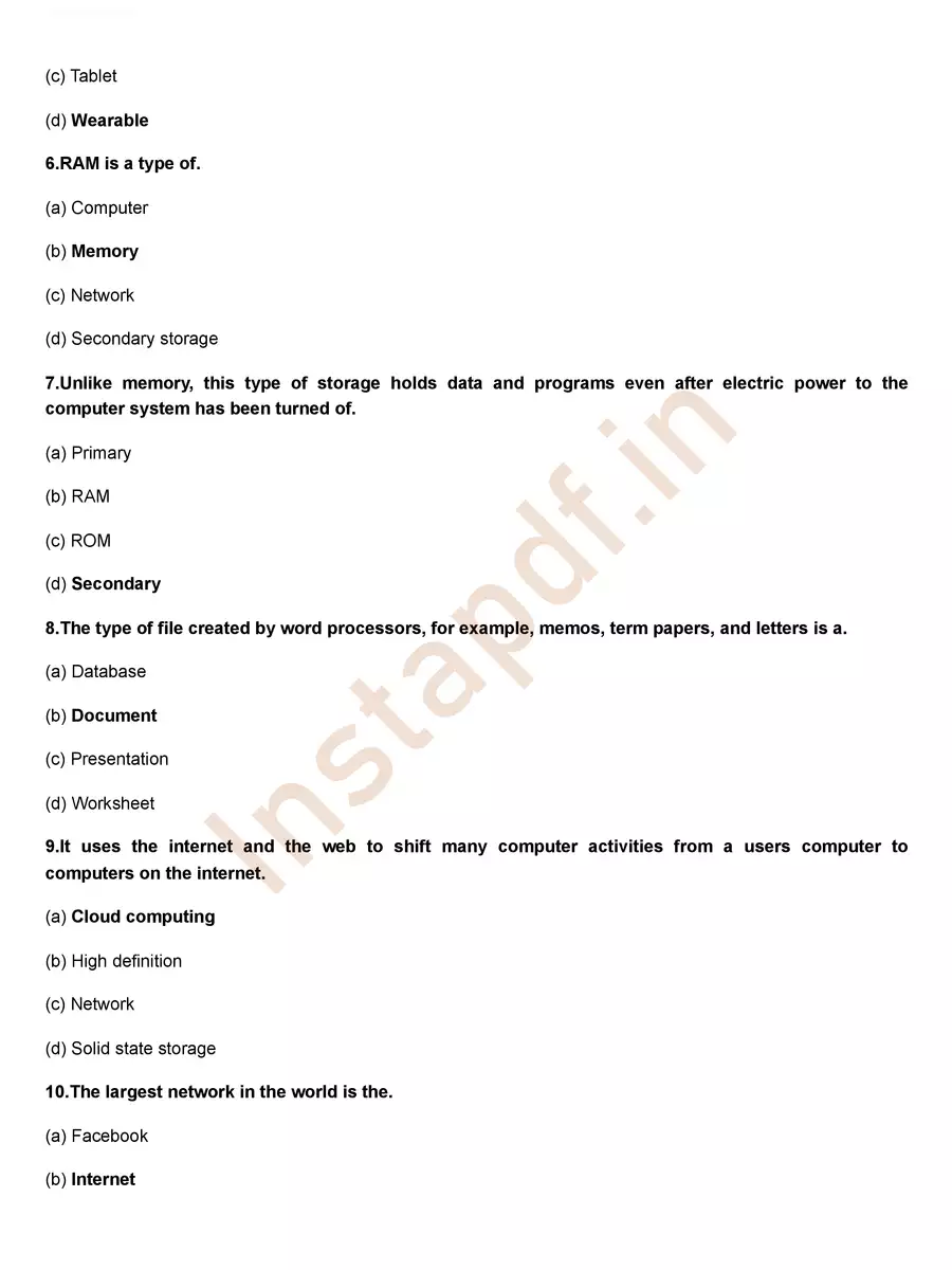 2nd Page of MSCIT  Exam Questions Answers PDF