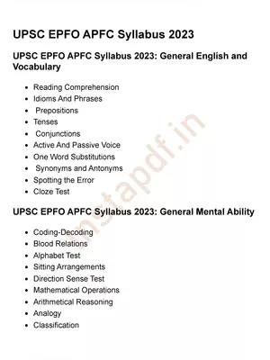 UPSC EPFO Syllabus