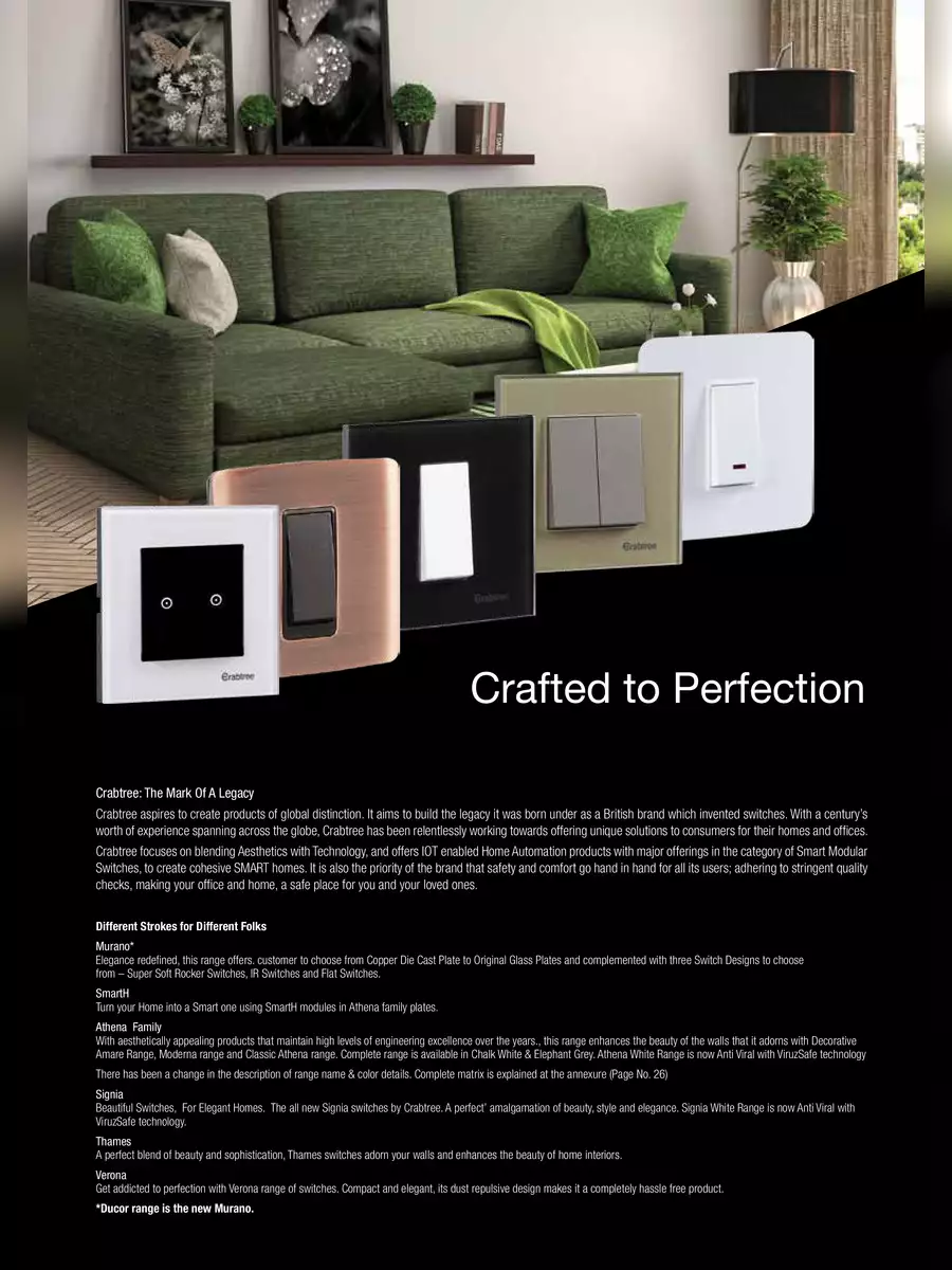 2nd Page of Crabtree Modular Switches Price List 2024 PDF