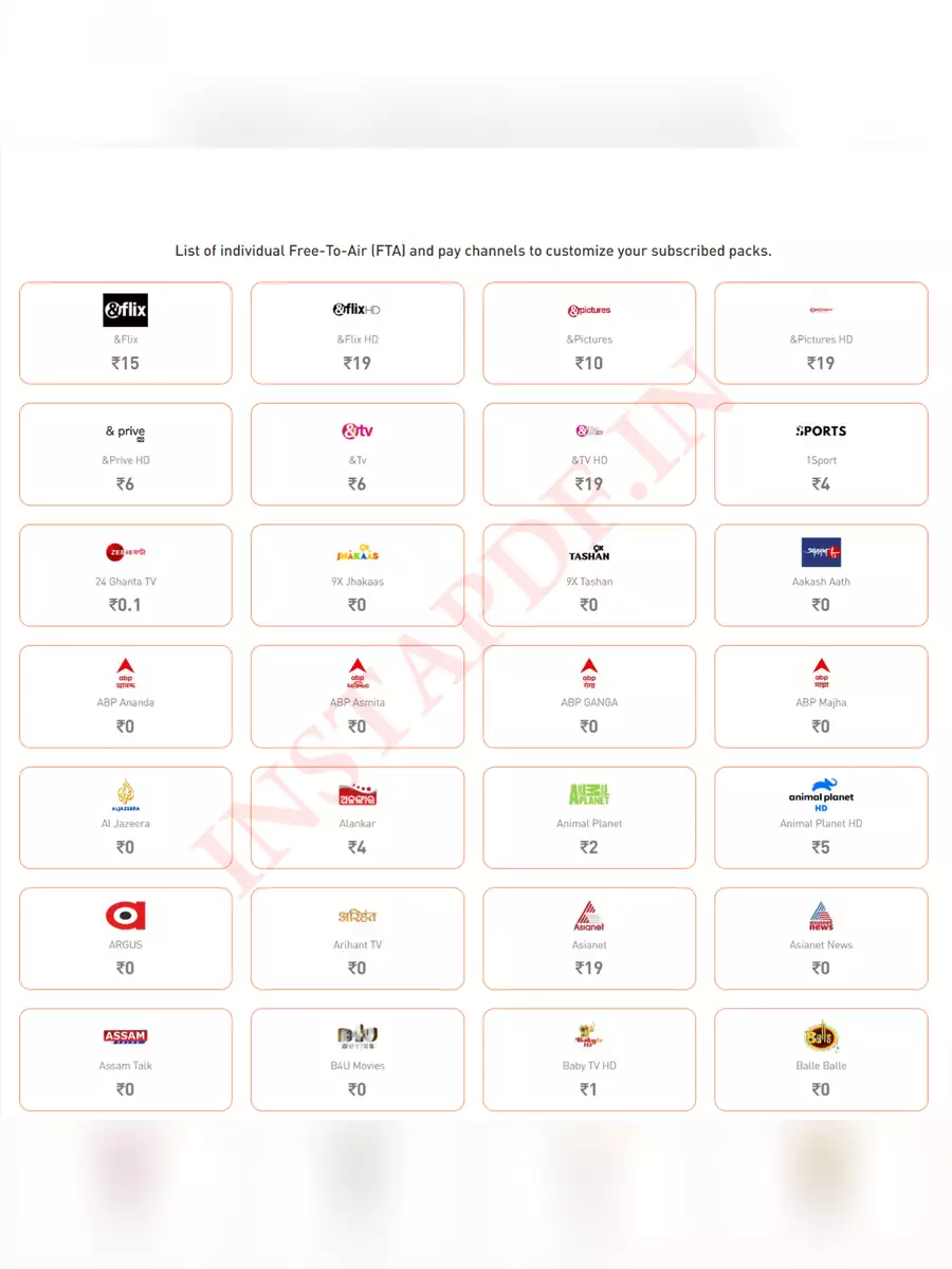 2nd Page of Dish TV Channel Price List 2024 PDF