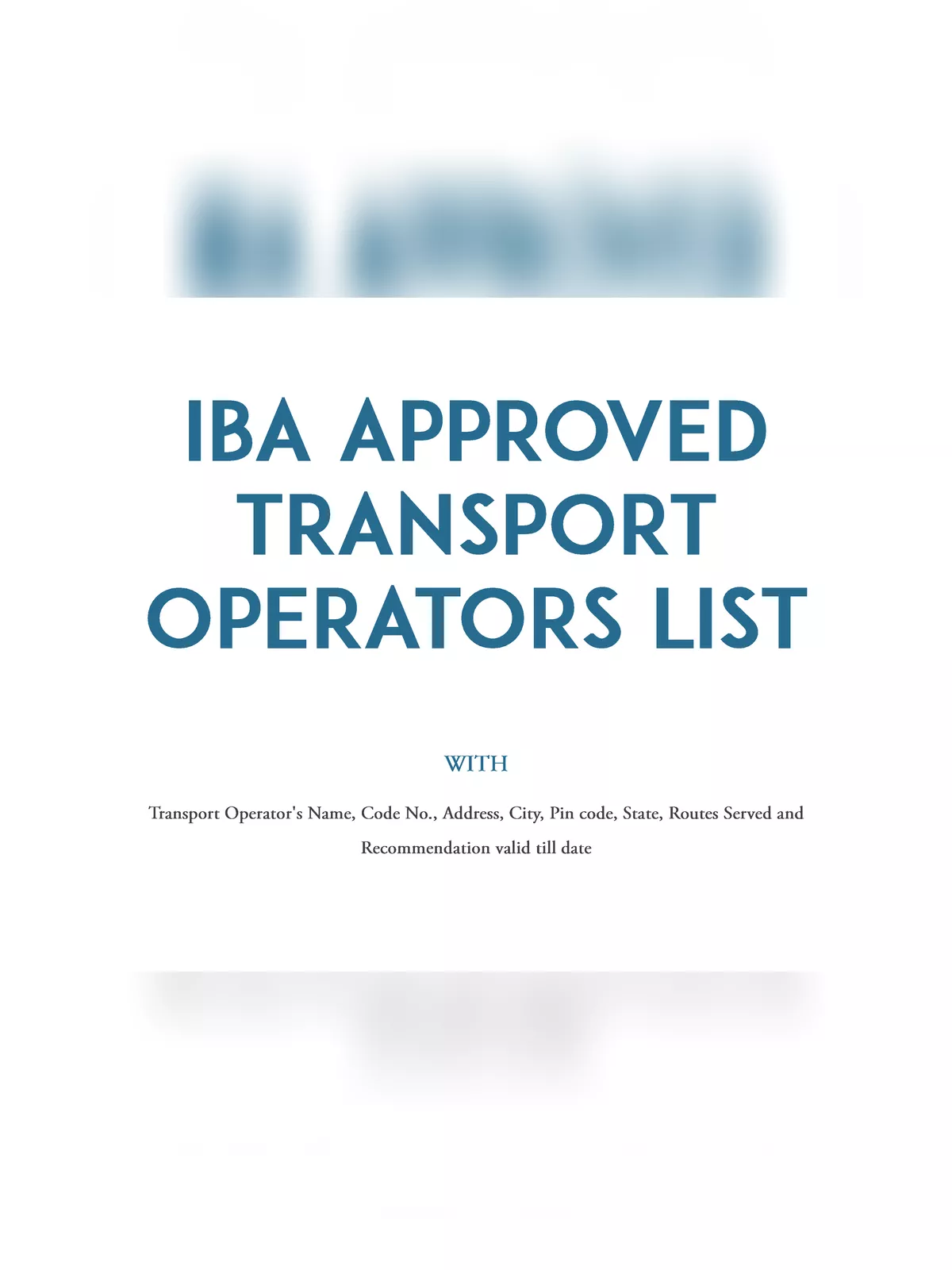 IBA Approved Transporter List 2024