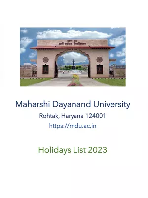 MD University Holidays List 2023 PDF