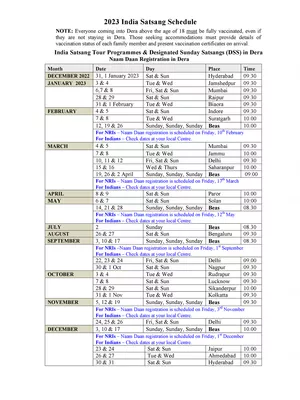 RSSB Satsang Schedule 2023 PDF