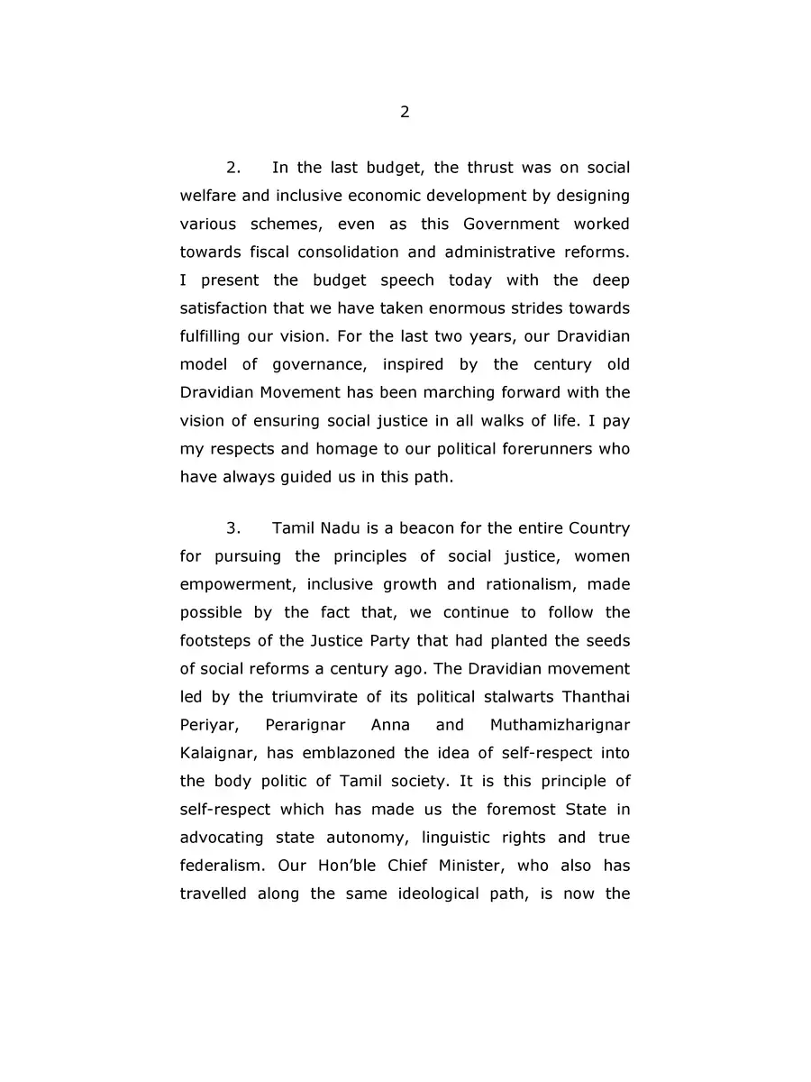 2nd Page of Tamil Nadu Budget 2023 PDF