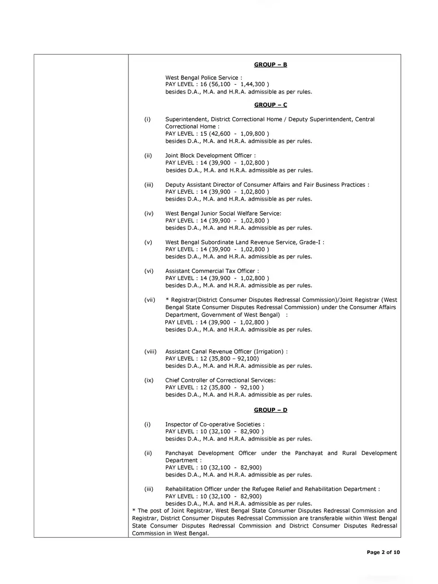 2nd Page of WBCS Notification 2023 PDF