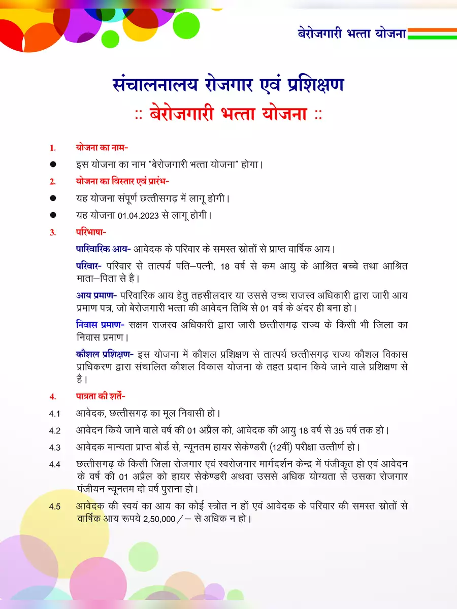 2nd Page of CG Berojgari Bhatta Form PDF