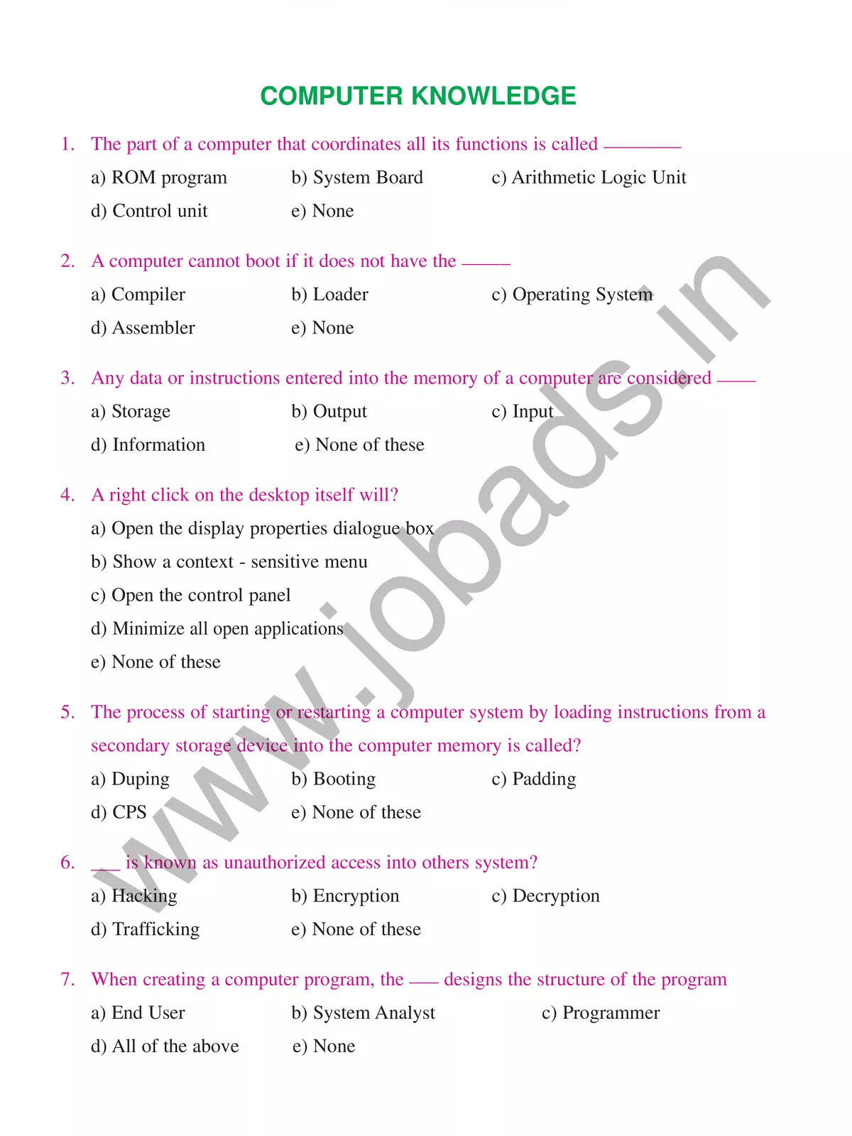 MRB Pharmacist Exam Model Question Paper with Answers