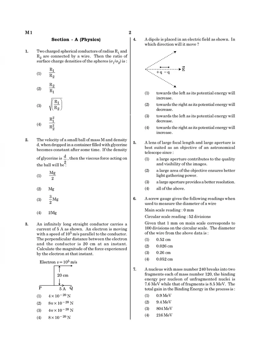 2nd Page of NEET Exam Paper 2022 PDF