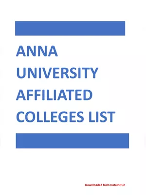 Anna University Affiliated Colleges List PDF