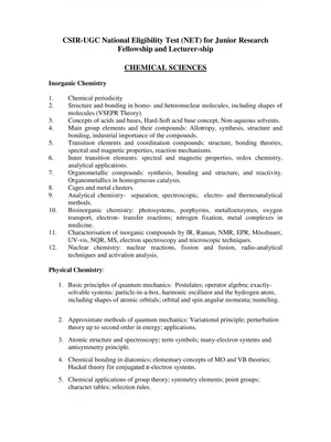 CSIR NET Syllabus Chemistry 2023