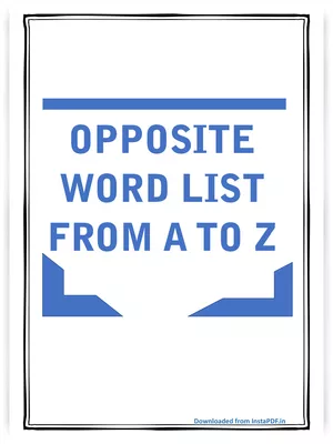 Opposite Words A to Z