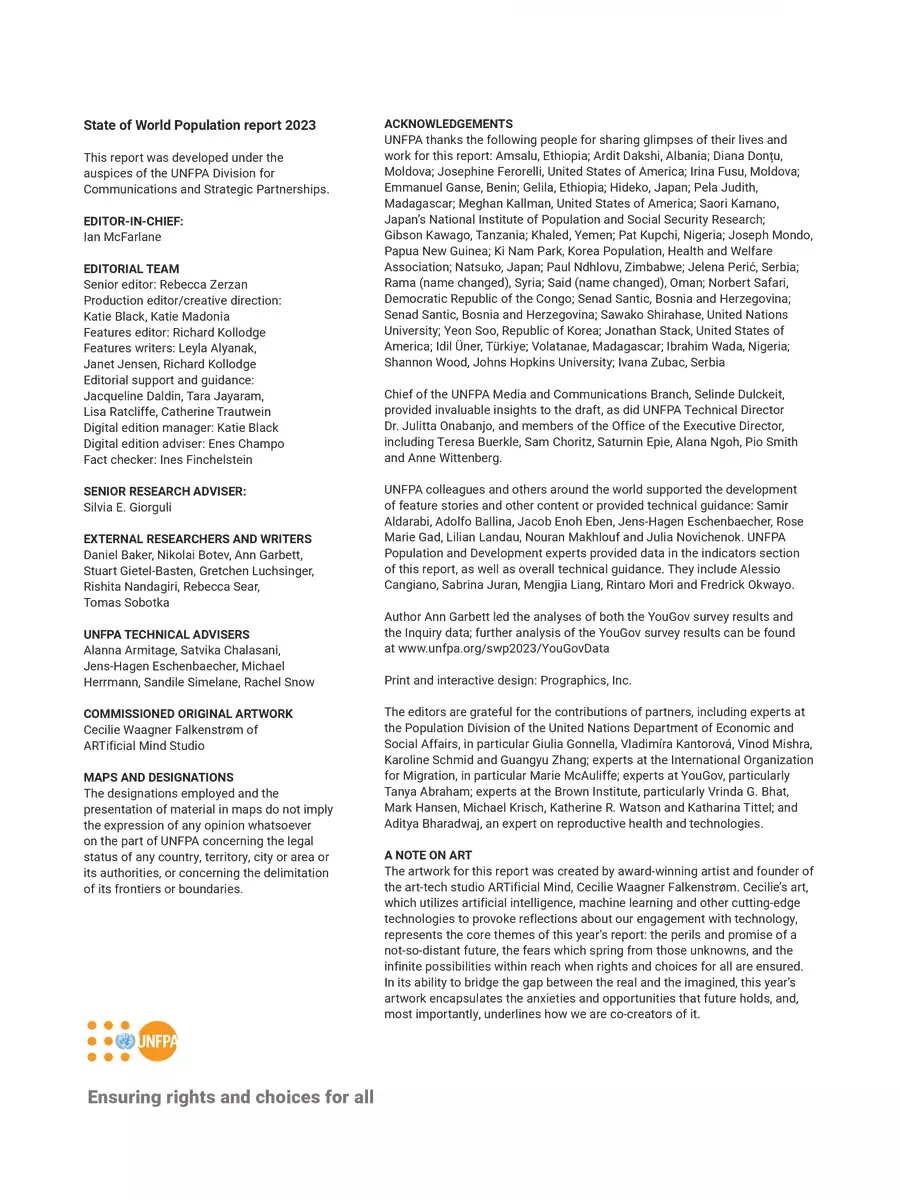 2nd Page of UNFPA SWP Report 2023 PDF