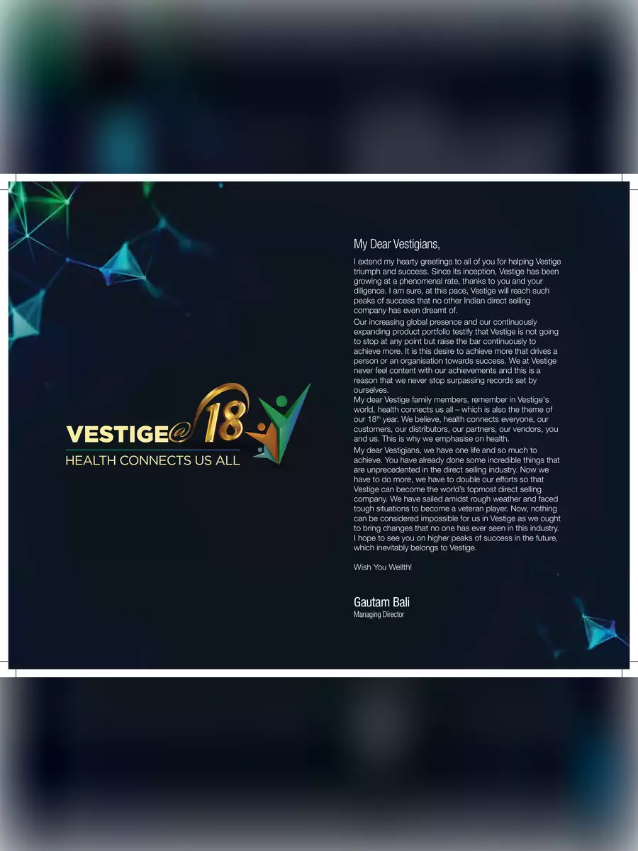 2nd Page of Vestige Product Catalogue May 2024 PDF