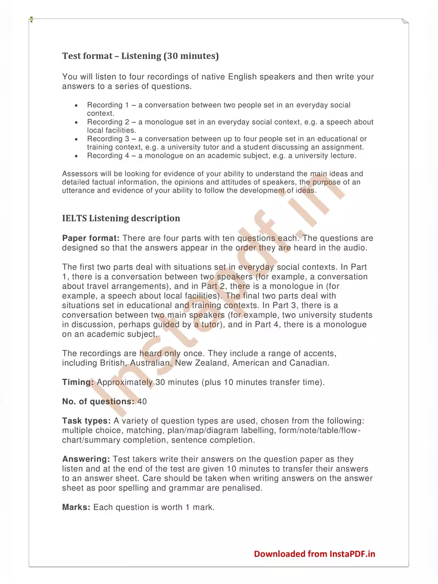 2nd Page of IELTS Syllabus 2024 PDF