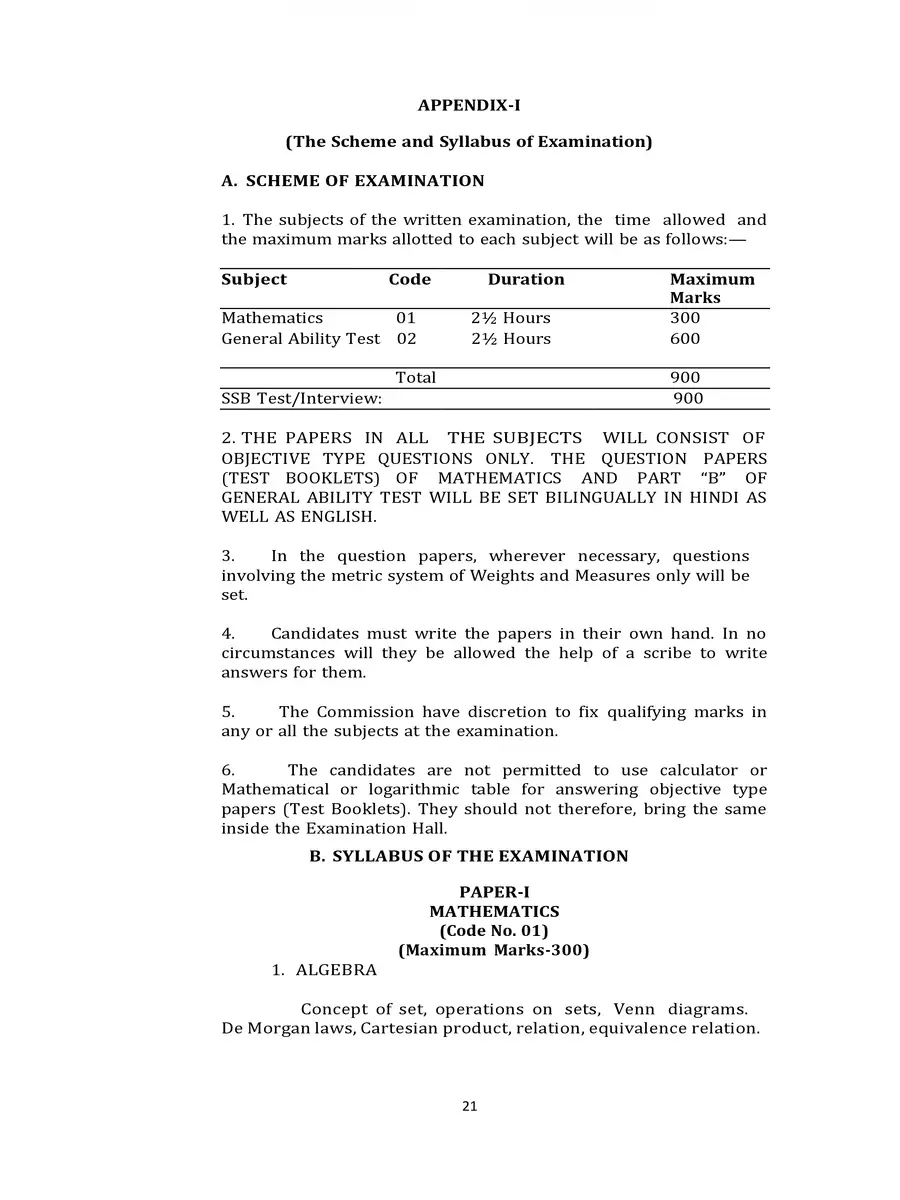 2nd Page of UPSC NDA 2 syllabus 2024 PDF