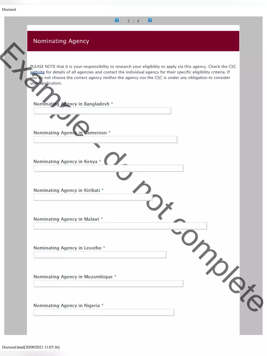 2nd Page of XXCXX 2023 Commonwealth Scholarship Form PDF