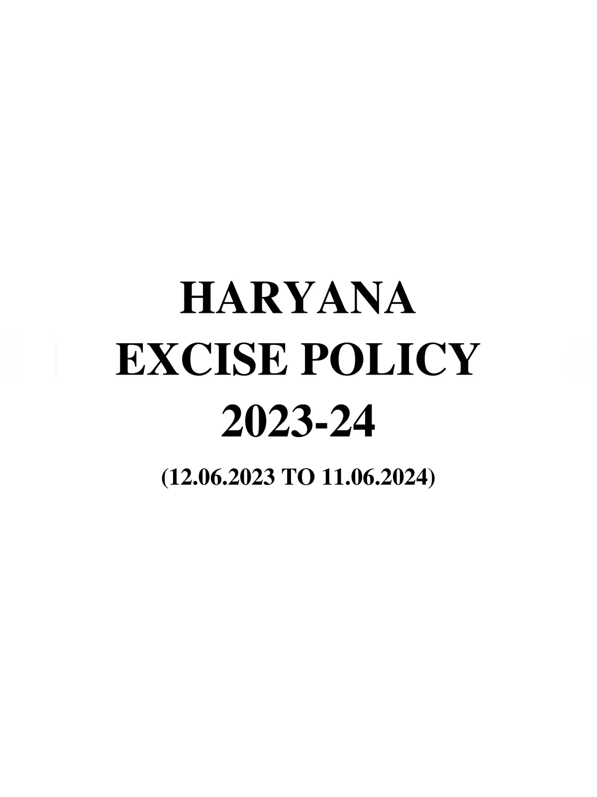Haryana Excise Policy 2023-24